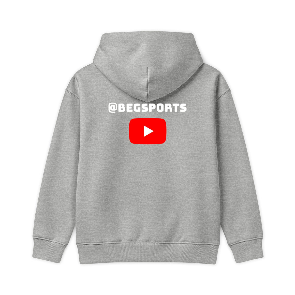 Kids Hoodie - BEG Sports Logo & @BEGSPORTS YouTube Play Button Back Print