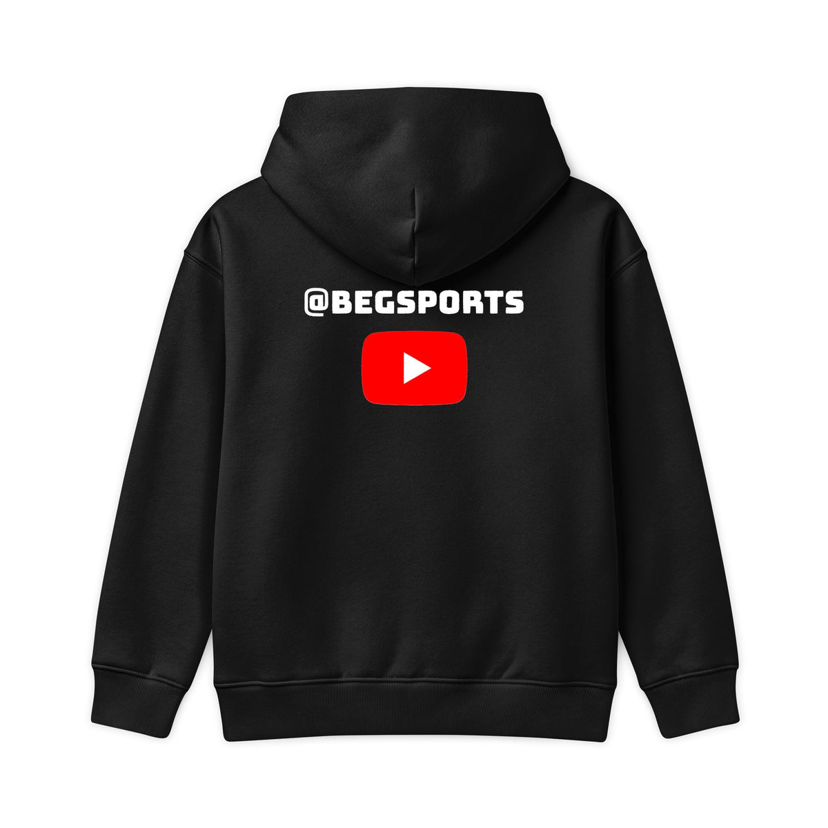 Kids Hoodie - BEG Sports Logo & @BEGSPORTS YouTube Play Button Back Print